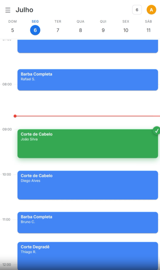 Print da agenda do Google Calendar lotada de agendamentos